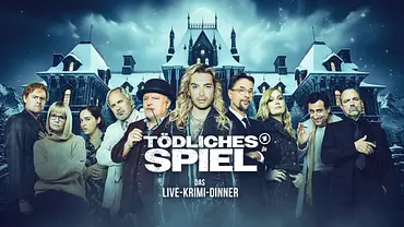 Alle Schauspieler stehen vor einer eingeschneiten Gruselvilla - Foto: ARD Degeto Film/ORF/Constantin Entertainment