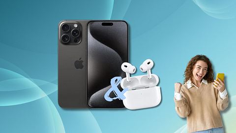 Das Bundle aus iPhone 15 Pro Max und AirPods Pro bei O2 - Foto: TVM/PR