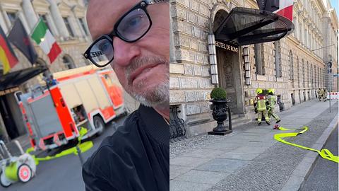 Video von Robert Geiss vor dem Hotel mit Feuerwehr - Foto: instagram.com/ robertgeiss_1964