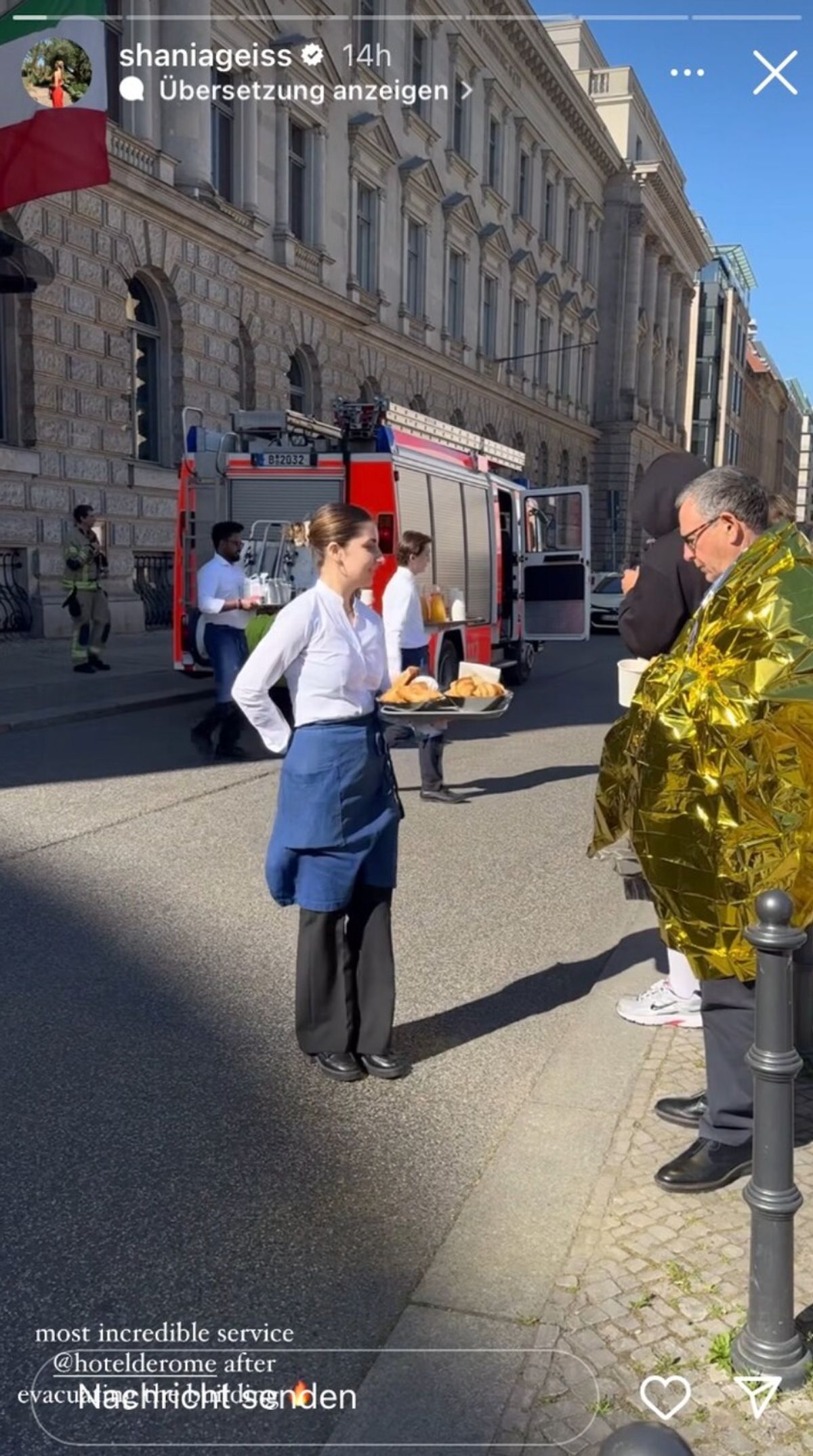 Shania Geiss in ihrer Instagram-Story zum Feuer im Hotel
