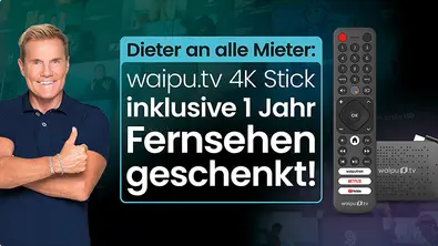 1 Jahr Fernsehen geschenkt: Waipu.tv-Deal lässt Nebenkostenprivileg alt aussehen - Foto: © waipu.tv