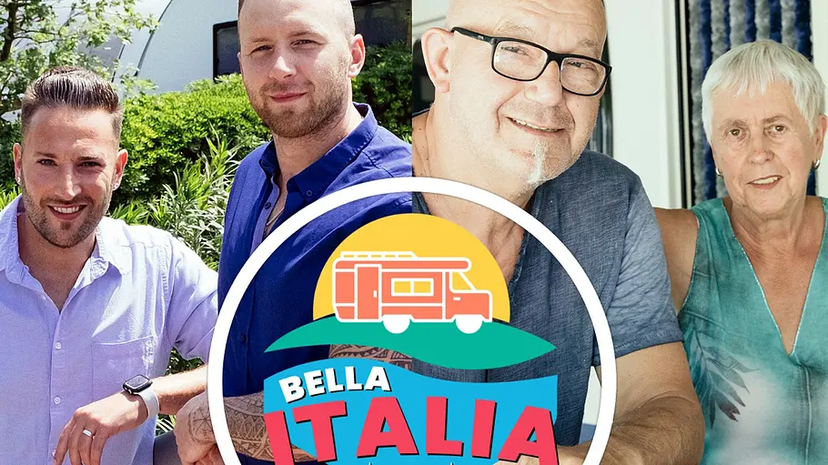 Bella Italia Charaktere aus „Bella Italia“ auf dem Campingplatz.