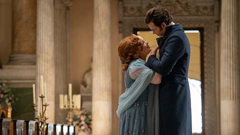 Bridgerton-Stars Colin (Luke Newton) und Penelope (Nicola Coughlan) - Foto: Liam Daniel/Netflix