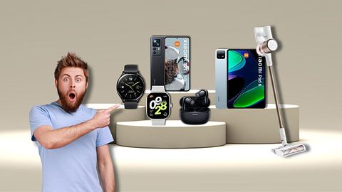 Ein Podest mit Xiaomi-Geräten und erstaunte Menschen daneben. - Foto: TVM/PR