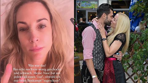links Michelle im Krankenhaus, rechts Michelle und Mike küssend auf einem Event - Foto: Collage: Instagram/michellemonballijn, IMAGO / Gartner