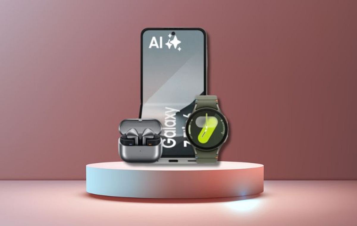 Samsung Galaxy Z Flip 6 + Galaxy Watch 7 in Grün + Buds 3 Pro in Silber
