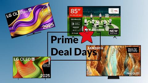 Ein Prime Day Schriftzug, darum verschiedene Fernseher - Foto: Amazon/TV Movie