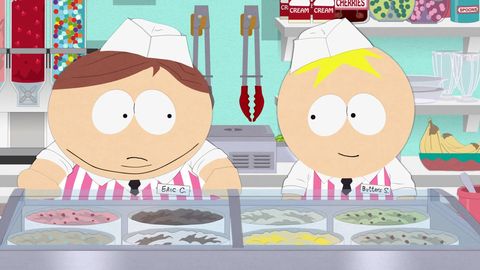 Cartman und Butters stehen hinter dem Tresen eines Eisladens. - Foto: TMDB