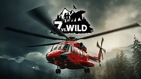 Ein Helikopter fliegt vor dem Logo von „7 vs. Wild“ - Foto: Calivision Network GmbH Ein Helikopter fliegt vor dem Logo von „7 vs. Wild“ - Foto: Calivision Network GmbH