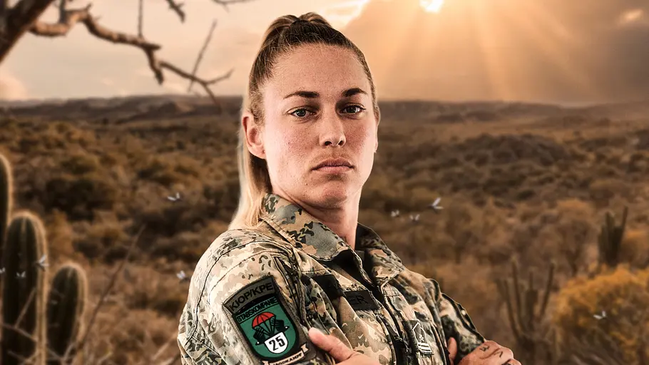 Tatjana Sabitzer posiert vor der „Sierra El Diablo“