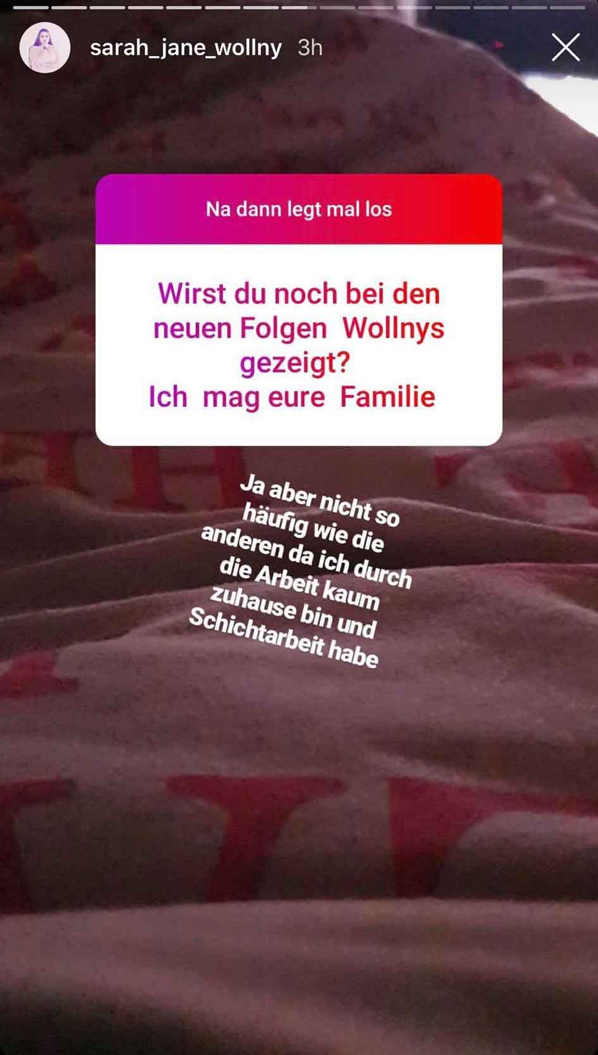 Sarah-Jane Wollny muss arbeiten