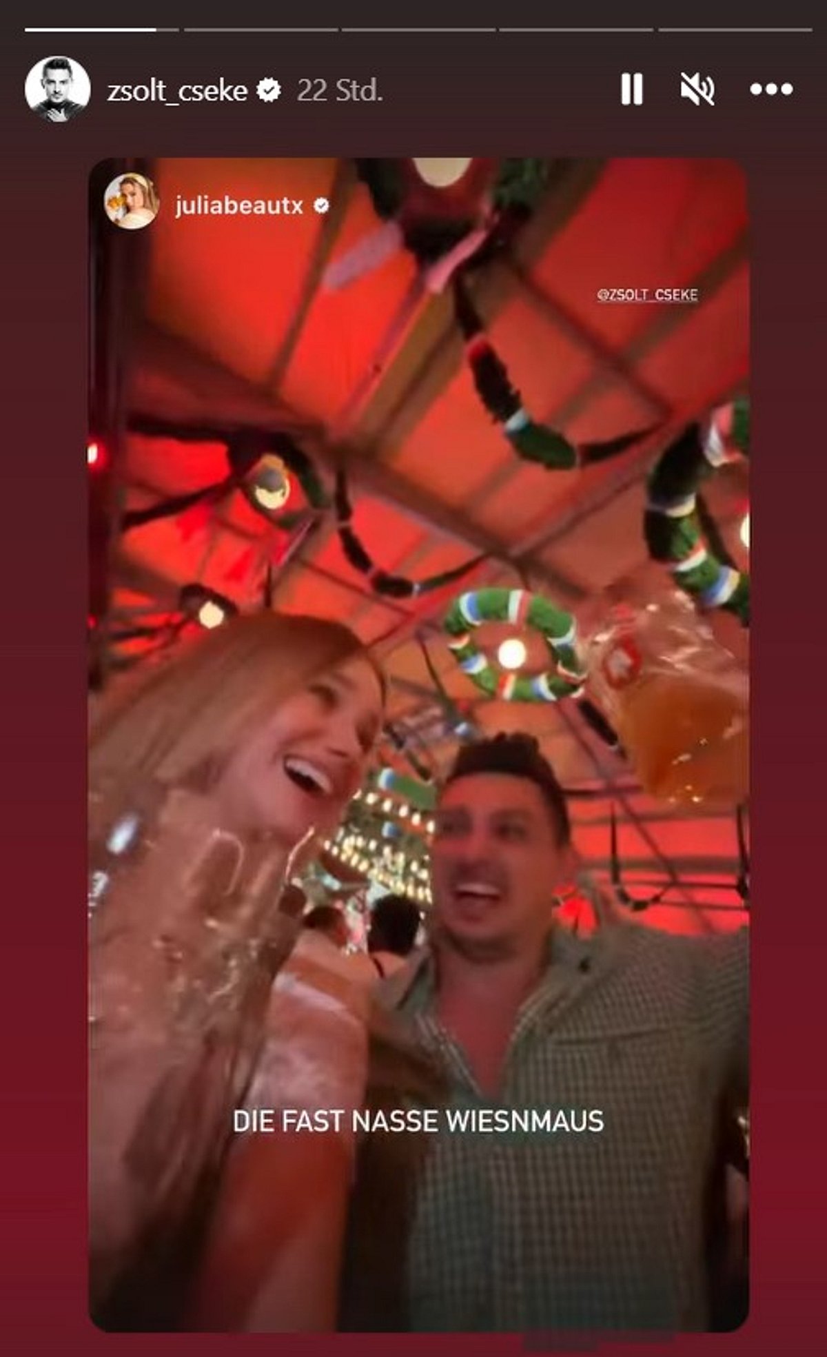 Zsolt Sándor Cseke und Julia Beautx ließen es auf dem Oktoberfest krachen