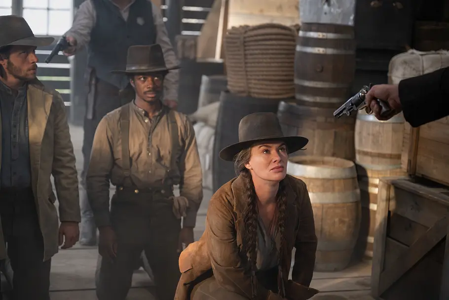 The Abandons Elias Teller, Albert Mason und Fiona Nolan werden von einem Colt bedroht.
