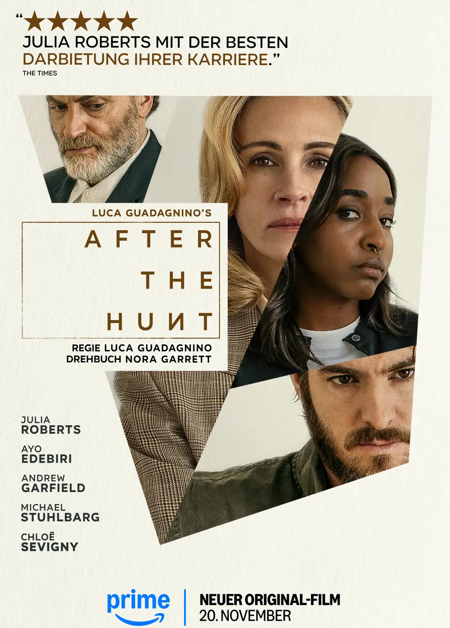 „After The Hunt“ Poster Filmposter zum neuen Prime Video Original-Film „After The Hunt“.