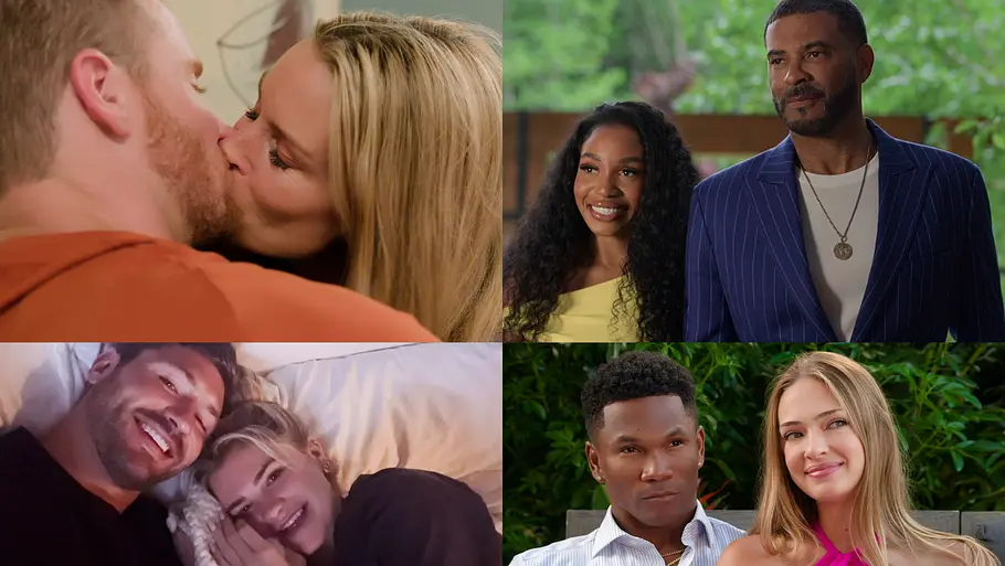 Age of Attraction-Paare: Collage der Age of Attraction-Paare: Theresa and John, Vanelle and Jorge, Libby and Andrew, Pfeifer and Derrick.