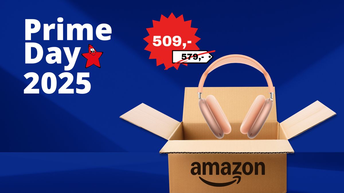 Die AirPods Max kriegst Du während des Prime Day unglaublich gut reduziert! AirPods Max neben dem Prime Day 2025 Logo