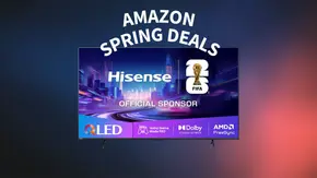 Amazon Frühlingsangebote Collage mit Hisense 85E7Q PRO  - Foto: TV Movie / Canva