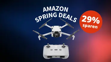 DJI Mini Drohne unter Amazon Spring Deals Schriftzug neben 29 Prozent sparen Sprechblase.  - Foto: TV Movie / PR