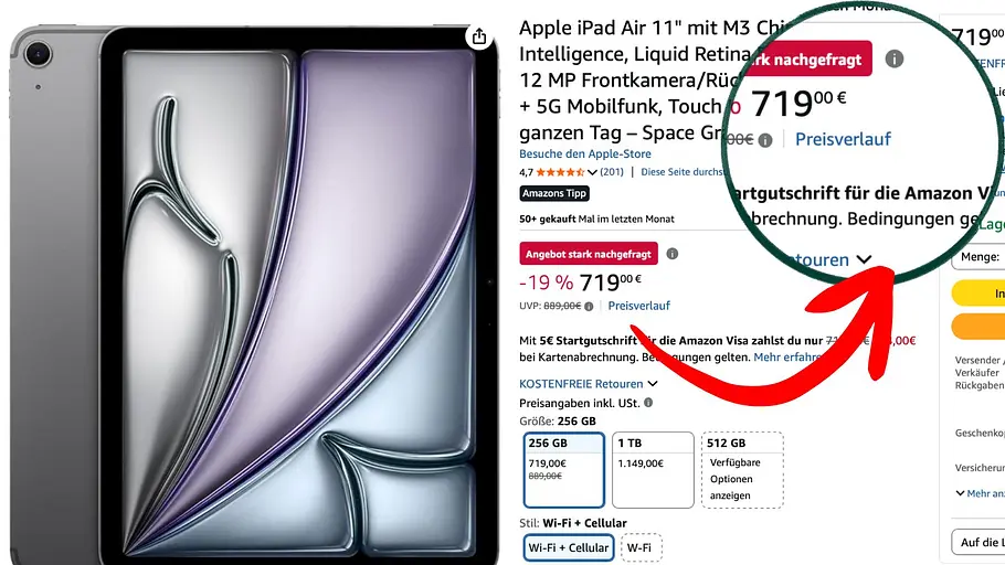 Amazon Preisverlauf am Apple iPad Amazon Preisverlauf am Apple iPad