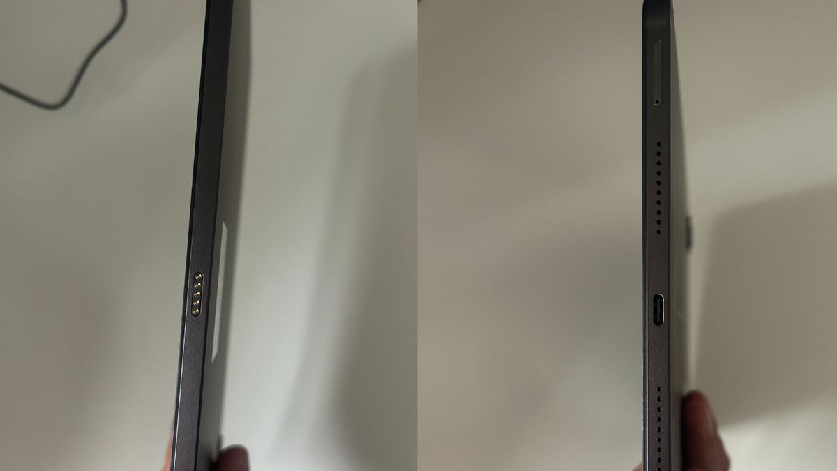 Anschlüsse Volla Tablet Ein Tablet ist in der Seitenansicht zu sehen.