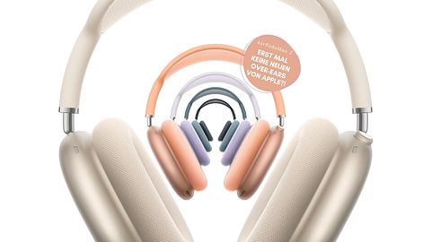 Wann kommt Gen 2? Auf dem Bild sind mehrer AirPods Max-Modelle in verschiedenen Farben zu sehen, hintereinander aufgereiht bilden sie einen Tunnel. - Foto: © 2025 Apple Inc.