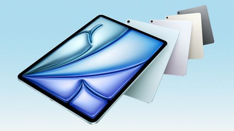 Ein Produktbild der neuen iPad-Air-Serie vor blauem Hintergrund. - Foto: TV Movie/ PR