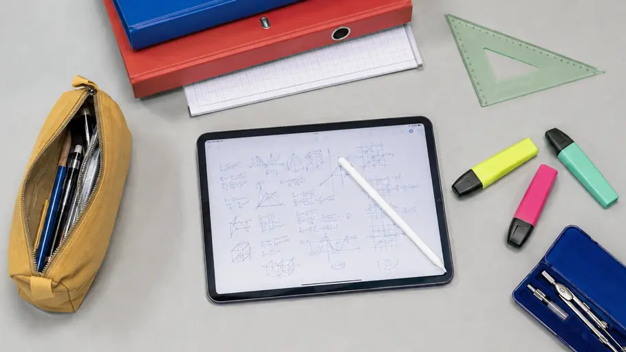 Apple Pen Pro auf dem Schultisch Apple Pen Pro auf dem Schultisch