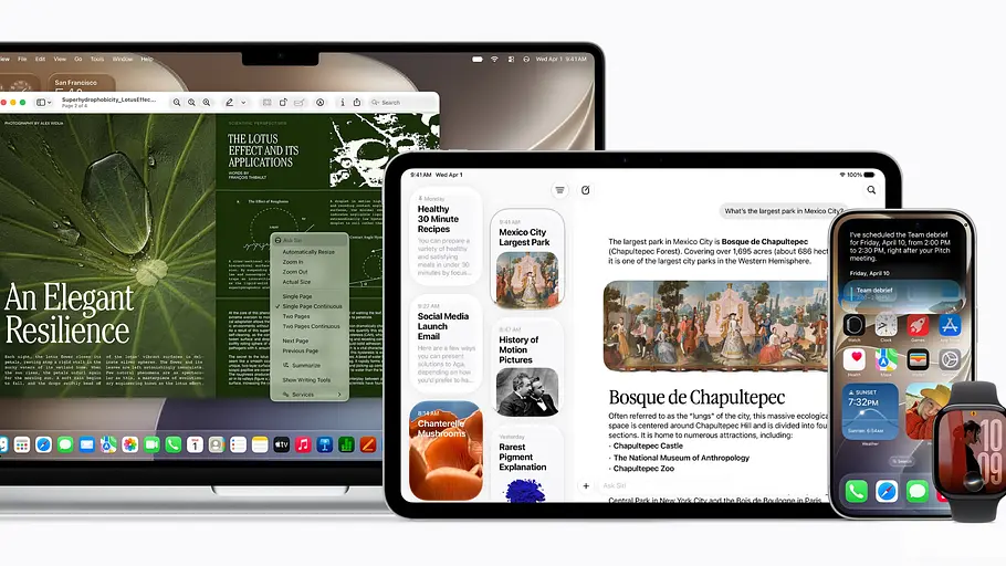 Siri AI auf Macbook, iPad, iPhone und Apple Watch Siri AI auf Macbook, iPad, iPhone und Apple Watch