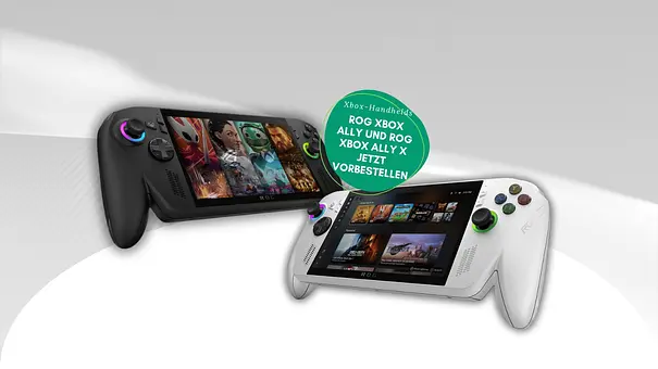 Zu sehen sind die Handheld-Konsolen ASUS ROG Xbox Ally und ASUS ROG Xbox Ally X. - Foto: TVMovie / PR