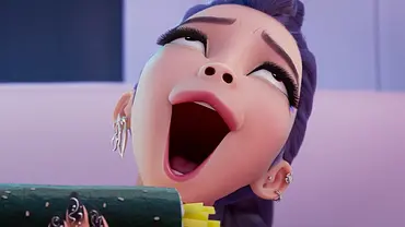 Rumi aus „KPop Demon Hunters“ reagiert mit starker Mimik auf ihr Sushi. - Foto: TMDB
