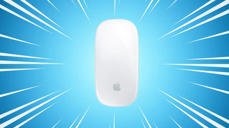Aufmacherbild Apple Magic Mouse Apple Magic Mouse vor einem blau-weißen Hintergrundbild