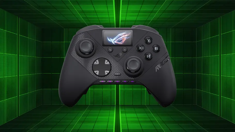 Aufmacherbild ASUS ROG Raikiri II Pro PC Controller ASUS ROG Raikiri II Pro PC Controller vor dunkelgrünem Hintergrund