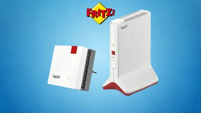 Fritz!Repeater 1700 und 6000 vor blauem Hintergrund mit Fritz!-Logo - Foto: TV Movie / Canva Fritz!Repeater 1700 und 6000 vor blauem Hintergrund mit Fritz!-Logo - Foto: TV Movie / Canva