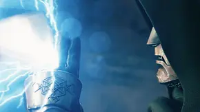 Doctor Doom hält einen Blitz von Thor auf. - Foto: © 2026 Marvel. All Rights Reserved. Doctor Doom hält einen Blitz von Thor auf. - Foto: © 2026 Marvel. All Rights Reserved.