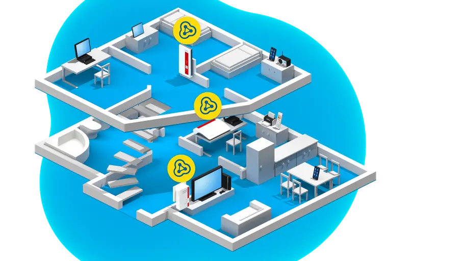 WLAN-Mesh-System auf mehreren Etagen