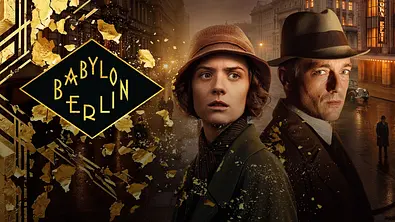 Cover zur fünften und letzten Staffel von „Babylon Berlin“ mit den Hauptfiguren Charlotte Ritter und Gereon Rath. - Foto: ARD