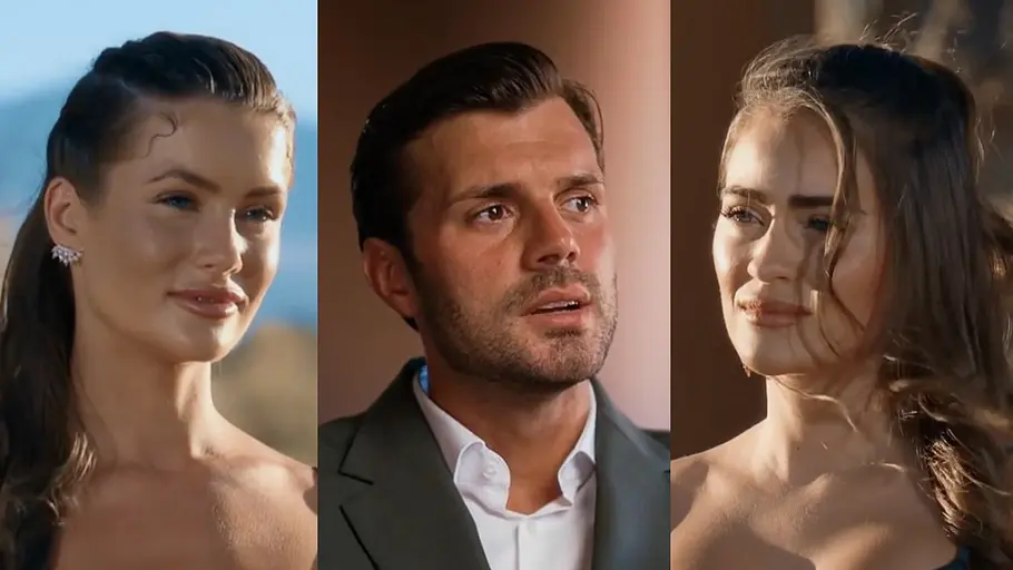 Bachelors-Gewinnerin Tim Reitz Collage zeigt Miri, Tim und Vivi im großen Die Bachelors-Finale 2026.