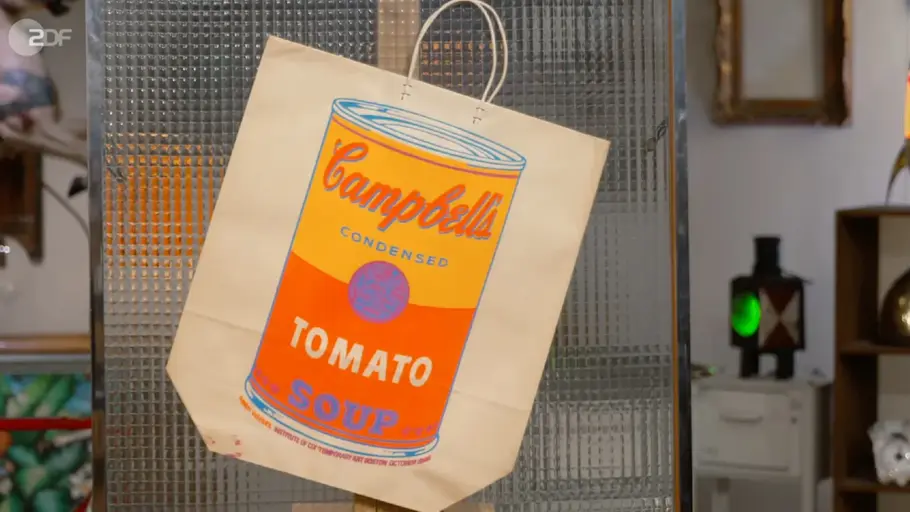 Bares für Rares: Die wunderschöne Andy-Warhol-Tüte in der Folge vom 26. Juni 2026 zeigt eine Dose Tomatensuppe. 
