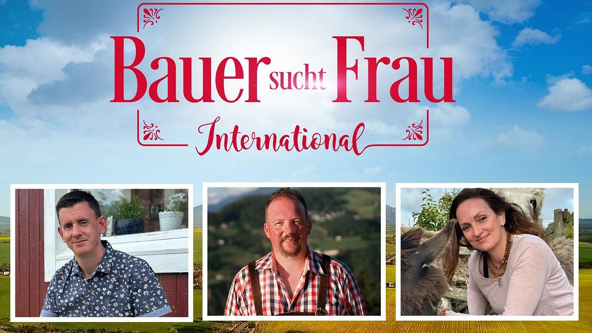 Logo von  Bauer sucht Frau International und die ersten drei Kandidaten-Portraits für die Staffel von 2026