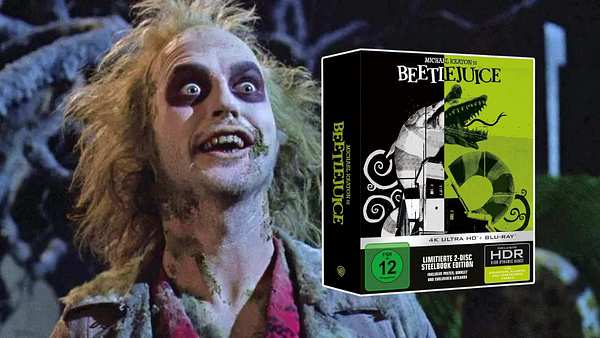 Michael Keaton als Beetlejuice und die Ultimate Collectors Edition zum Film - Foto: Warner Bros./PR