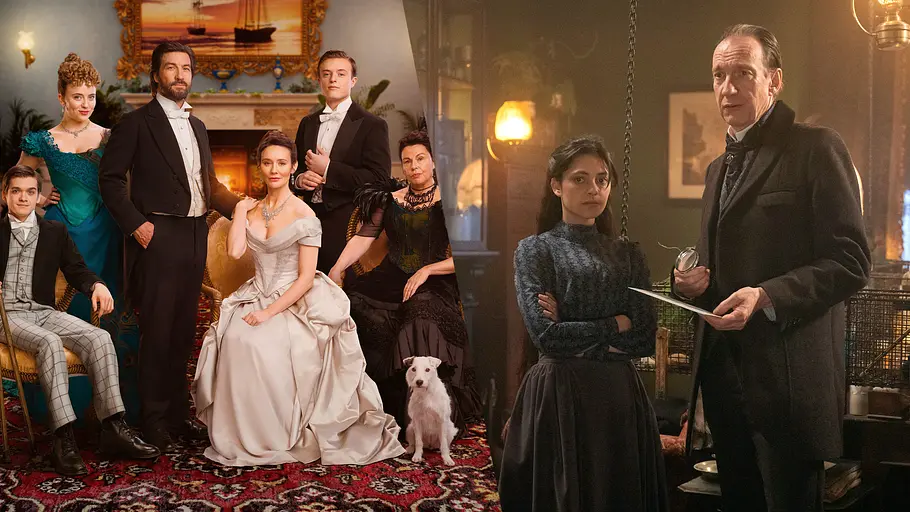 Bei ONE wird es zum Abschied noch einmal sehr britisch. Links: The Hardacres Staffel 1 Rechts: Sherlock and Daughter