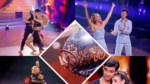 Collage: René Casselly, Anna Ermakova, Gabriel Kelly und Diego Pooth in der Show, in der Mitte der Pokal.. - Foto: IMAGO / Panama Pictures 