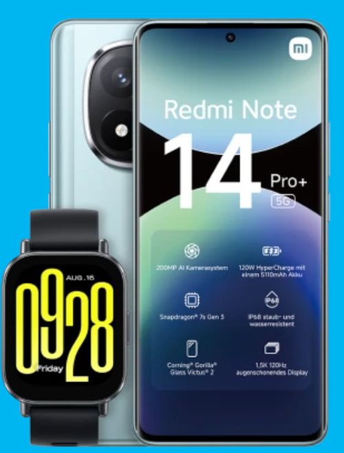 Xiaomi Redmi 14 Pro+ und Watch 5 im Bundle