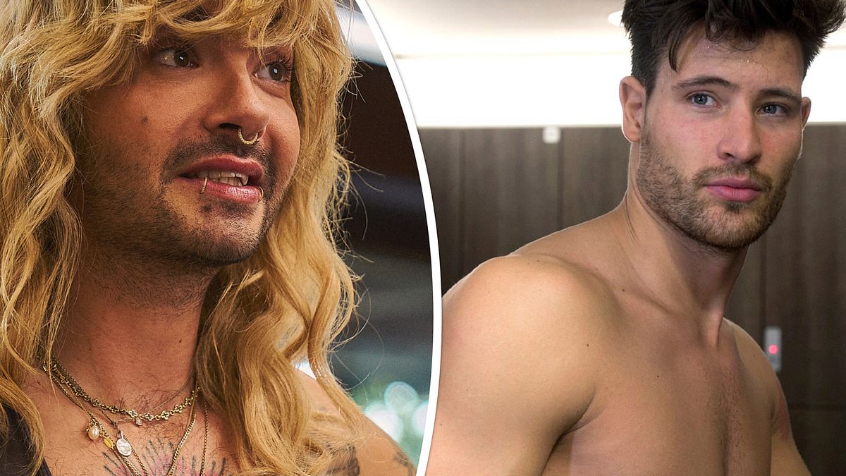 Links: Bill Kaulitz mit seiner markanten blonden Langhaarfrisur, rechts: Ex-Freund Marc Eggers oberkörperfrei