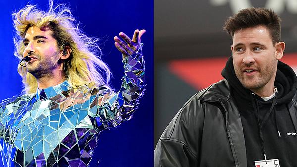 Liebes-Comeback mit Marc Eggers? Foto-Collage: Bill Kaulitz im futuristischen Gliter-Outfit, Mark Eggers ganz in schwarz - Foto: Collage: IMAGO / Future Image, IMAGO / HMB-Media