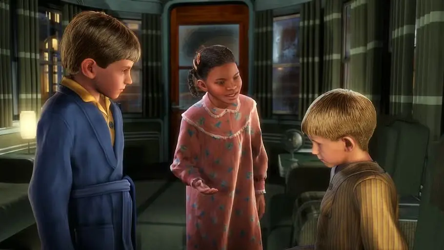 Der Junge, das Mädchen und Billy im Polarexpress.