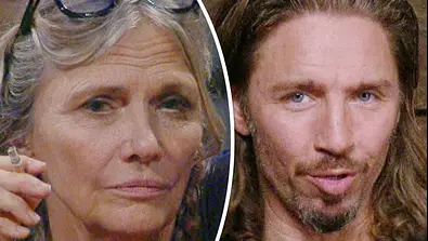 Collage: Nicole Belster-Boettcher raucht und schaut skeptisch, Gil Ofarim mit offenem Mund. - Foto: RTL