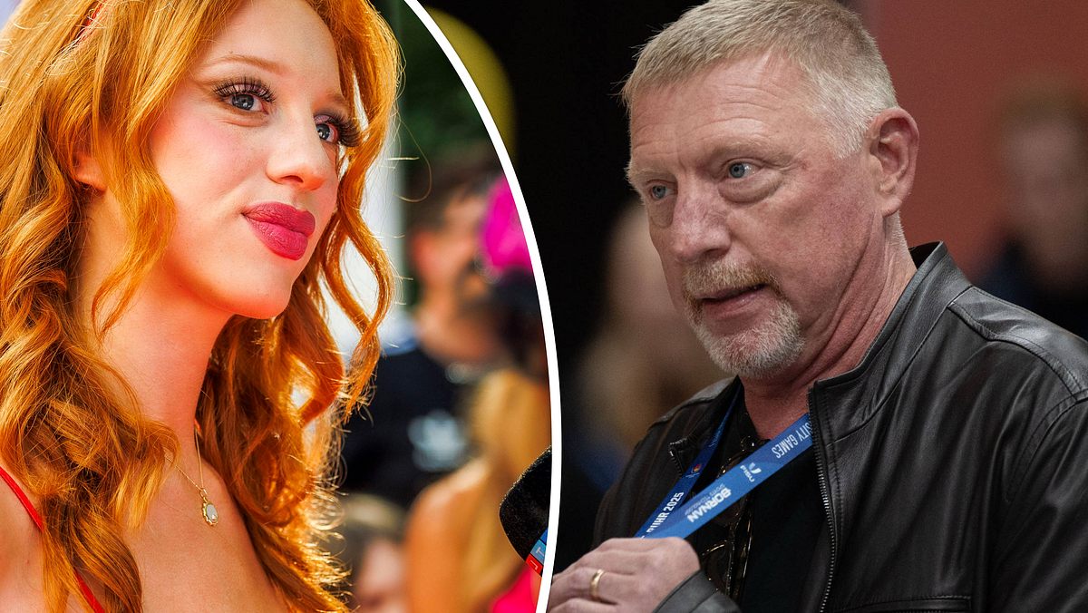 Collage: Anna Ermakova lächelt leicht, Boris Becker schaut ernst.