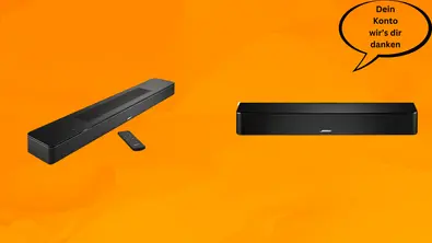 Bose Smart Soundbar 600 und Solo Soundbar Series 2 auf orangenen Hintergrund - Foto: TVM/PR
