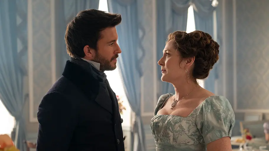 Anthony Bridgerton und Violet Bridgerton Antony Bridgerton (Jonathan Bailey) und seine Mutter Violet Bridgerton (Ruth Gemmell) unterhalten sich.
